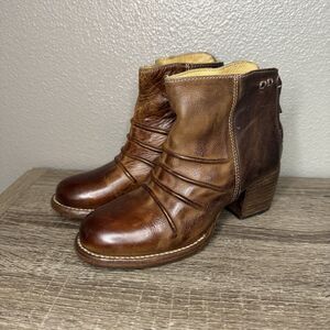 Bed Stu Arcane Cobbler Series Bench Made Brown Leather Ankle Boots Women Sz 6.5